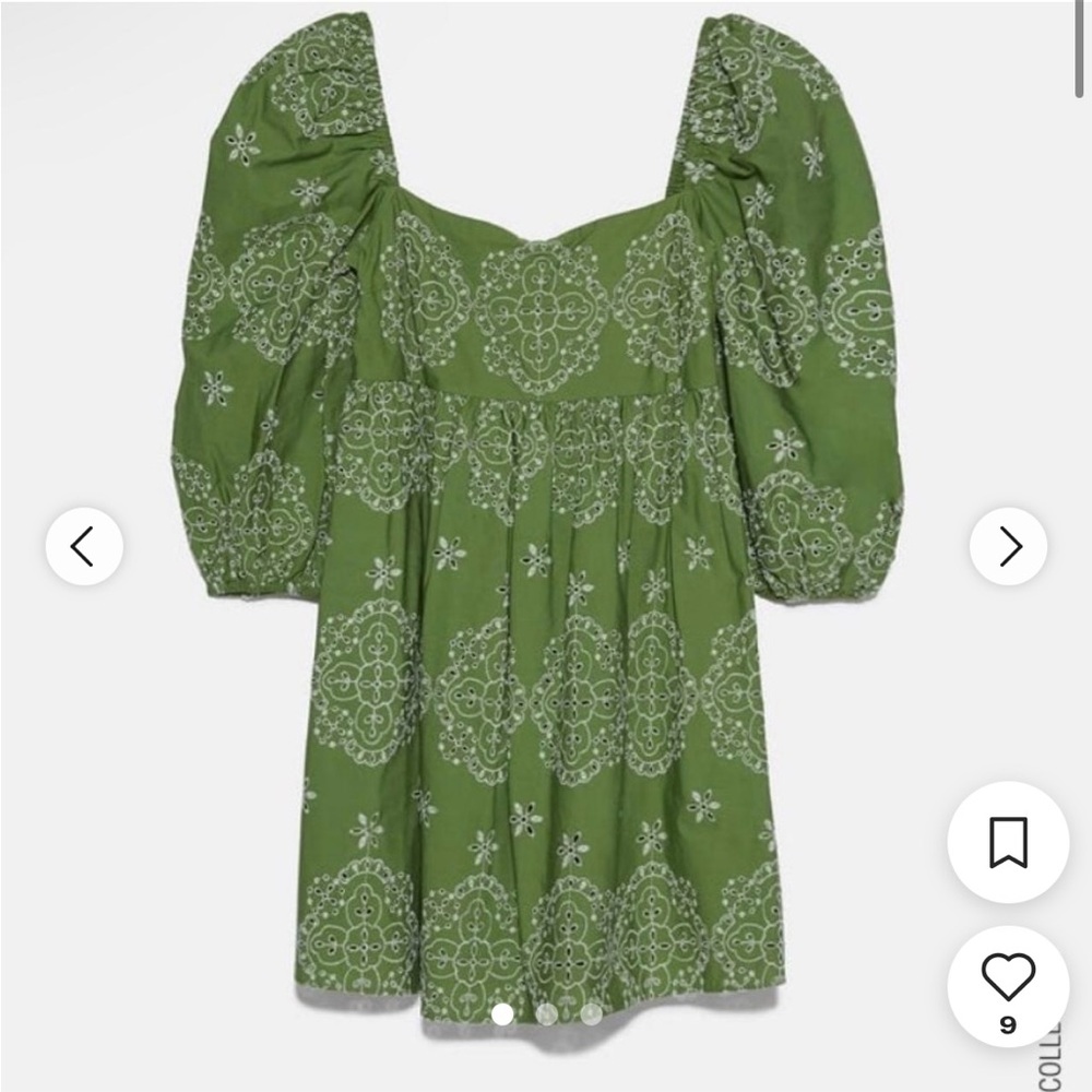 Zara Embroidered Babydoll Dress - Size XS